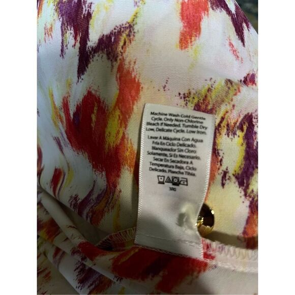 Terra & Sky Plus 2X Orange/Yellow/White Abstract Long Sleeve Hi-Lo Blouse - Picture 7 of 7